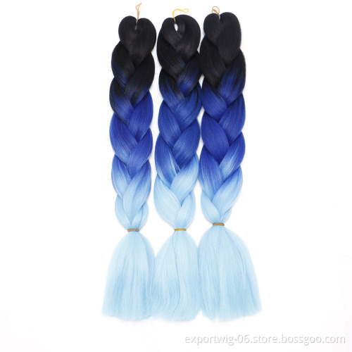 Wholesale Ombre Jumbo Braiding Hair Extension 24inches 100g Yaki Synthetic Fiber Mixed Color African Braids Hair Attachment
